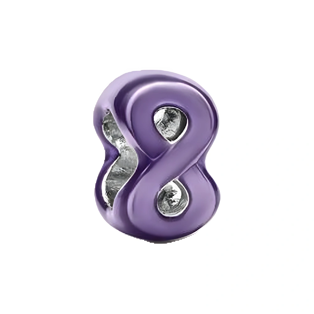Infinity sterling silver mini charm with purple enamel