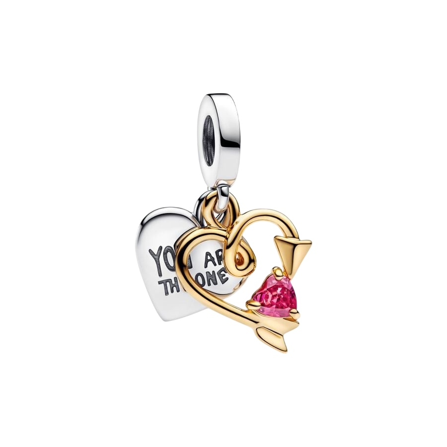 Engravable heart and arrow sterling silver and 14k