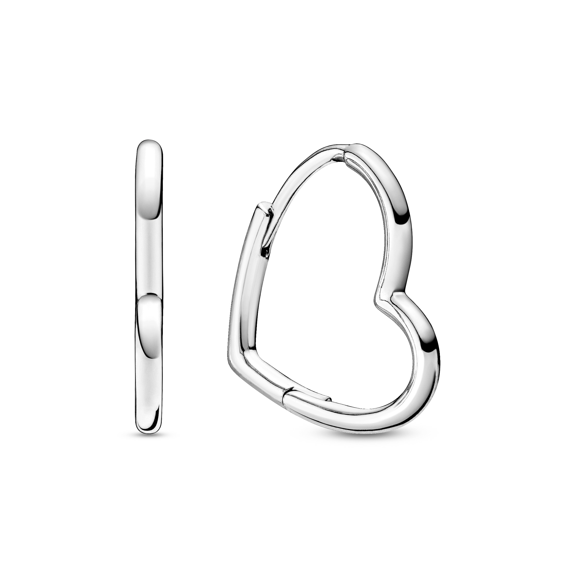 Small asymmetric heart sterling silver hoop earrin