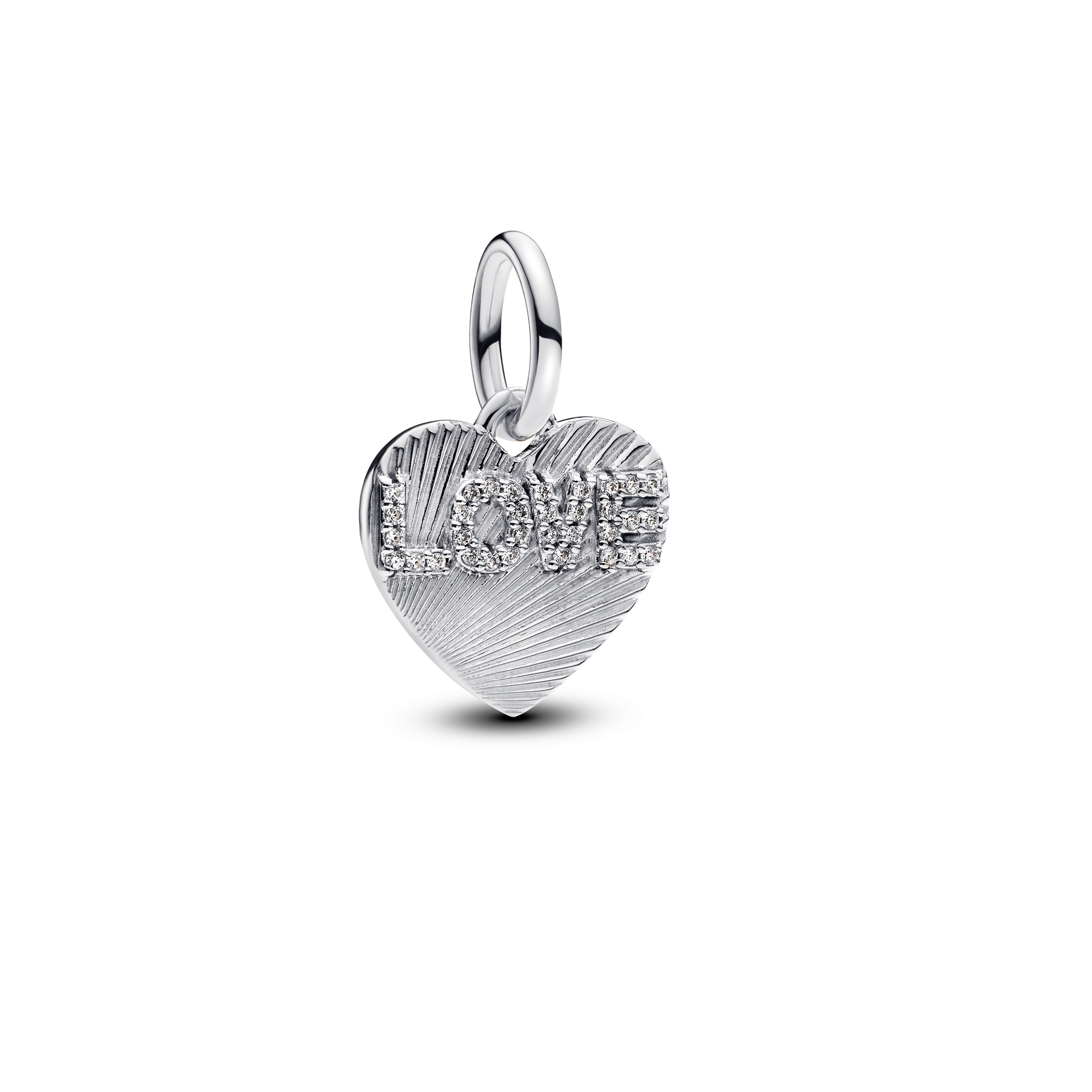 Engravable love heart sterling silver dangle with 