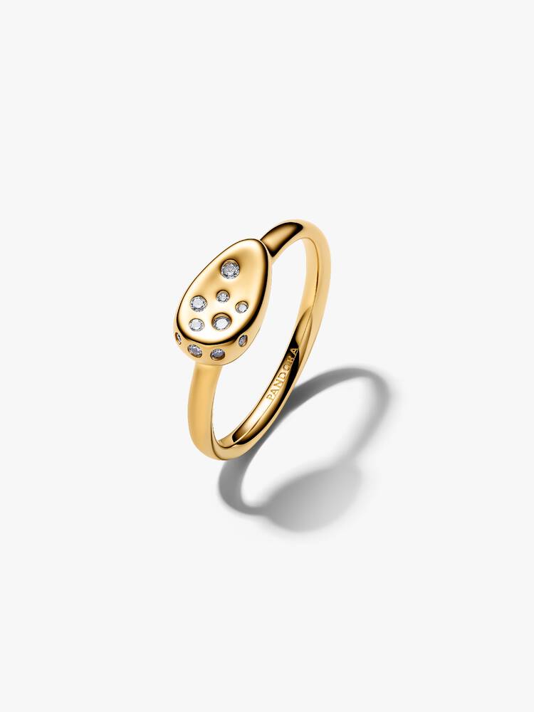 14k gold-plated ring with clear cubic zirconia