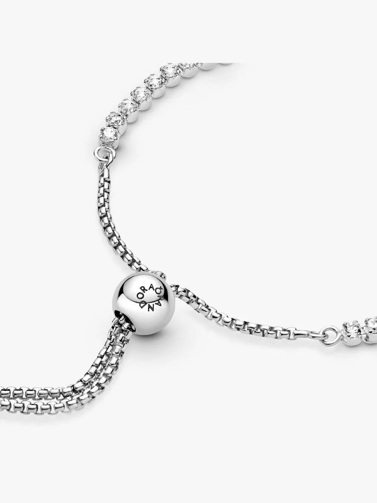 Rhodium plated sterling silver bracelet with clear