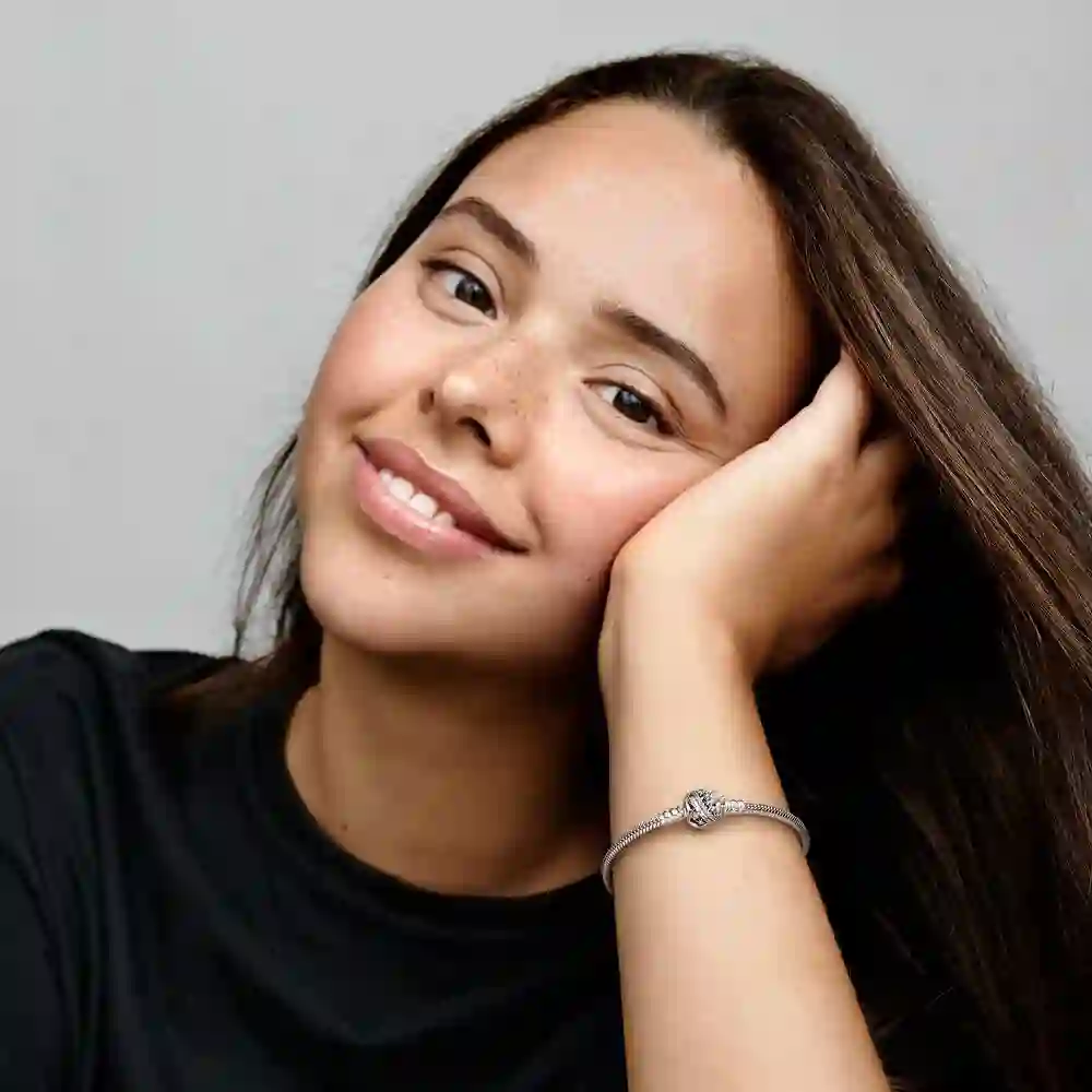 Disney Tinkerbell snake chain sterling silver bracelet with clear cubic zirconia