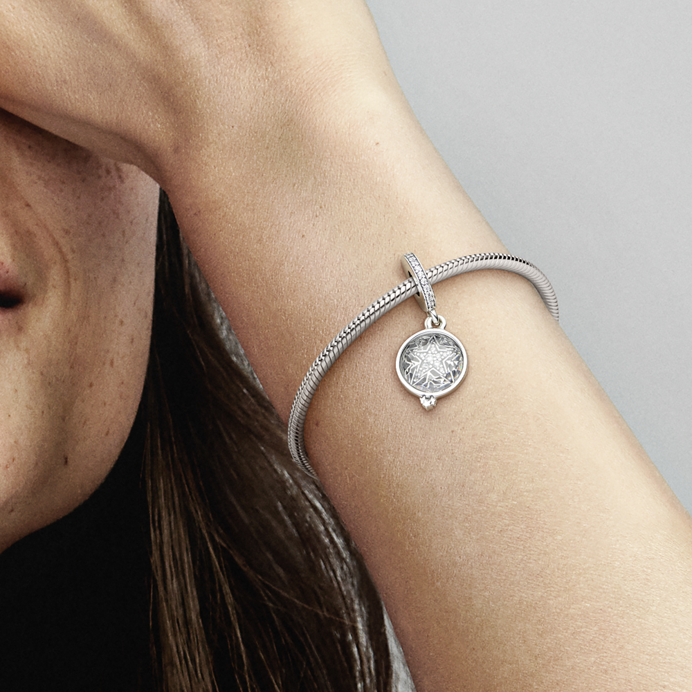 Star sterling silver double dangle with clear cubic zirconia /799640C01