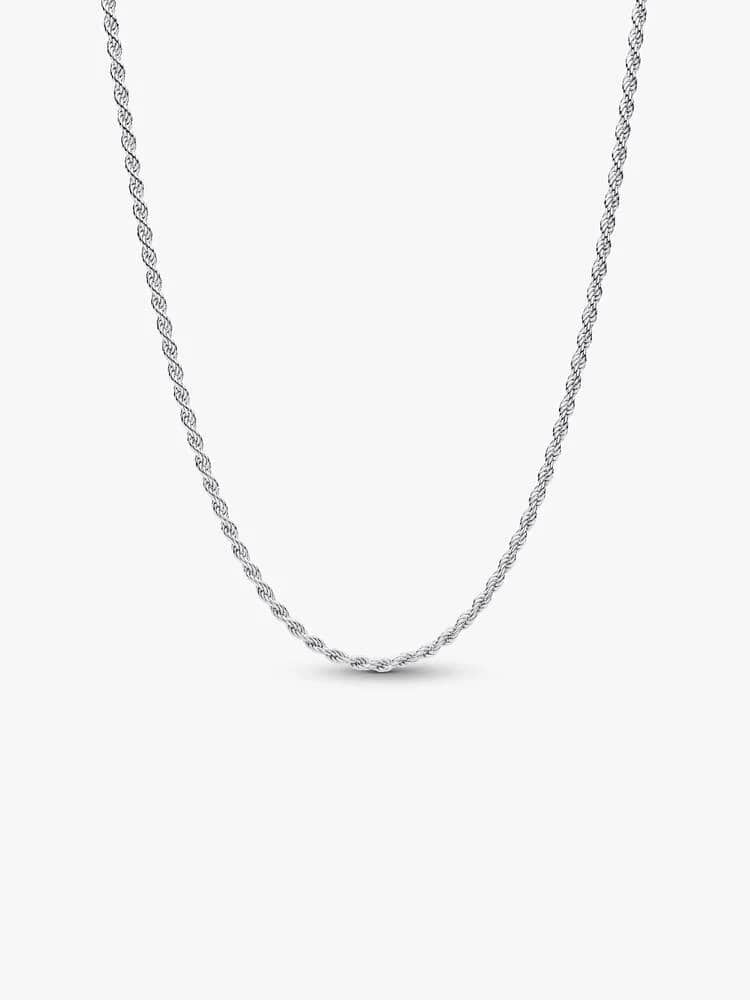 Sterling silver rope chain necklace with sliding c