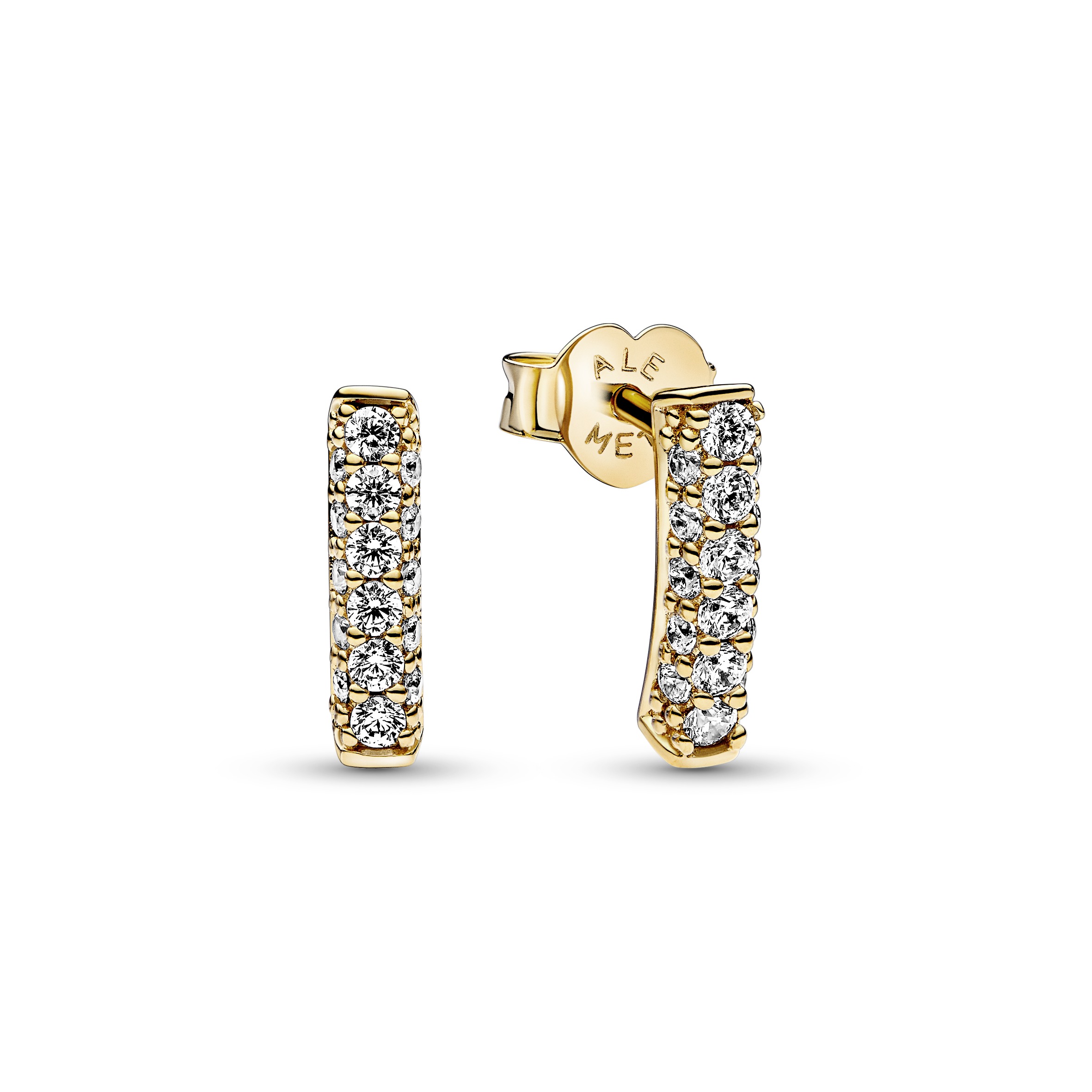 14k Gold-plated stud earrings with clear cubic zirconia