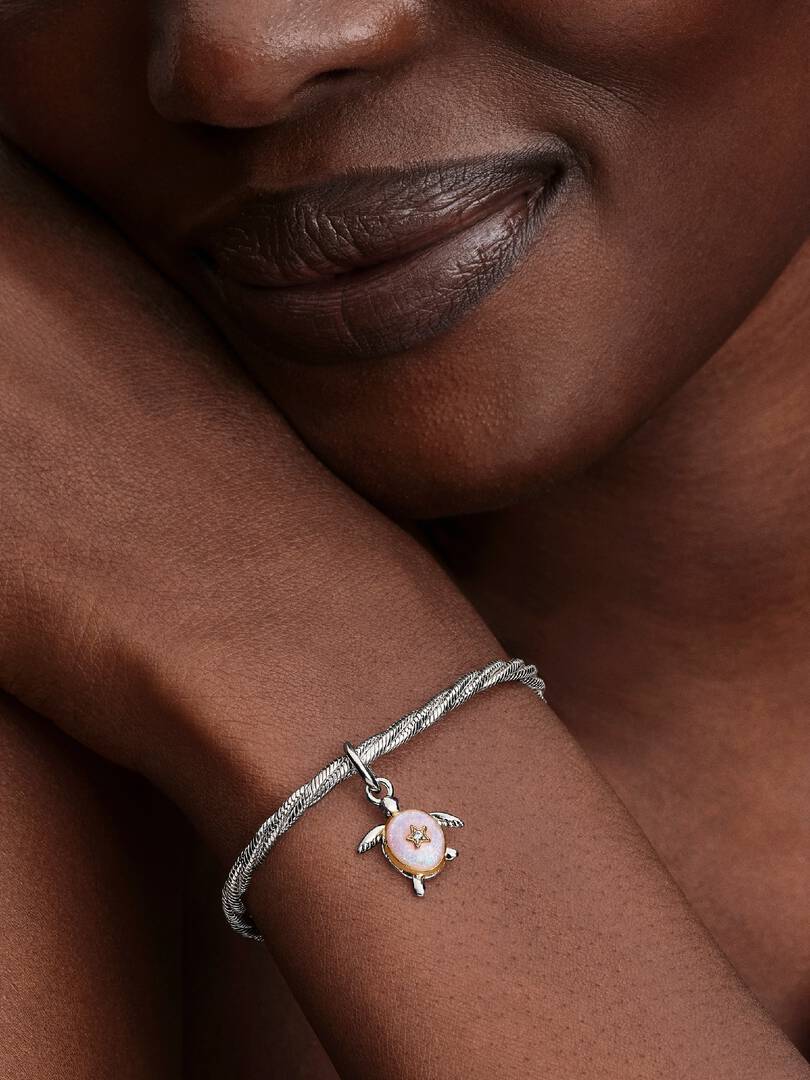 Moveable turtle sterling silver and 14k gold-plate