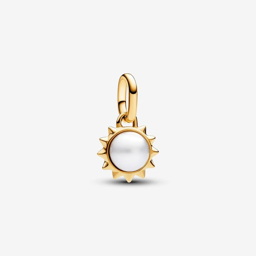 Sun 14k gold-plated mini dangle with treated white