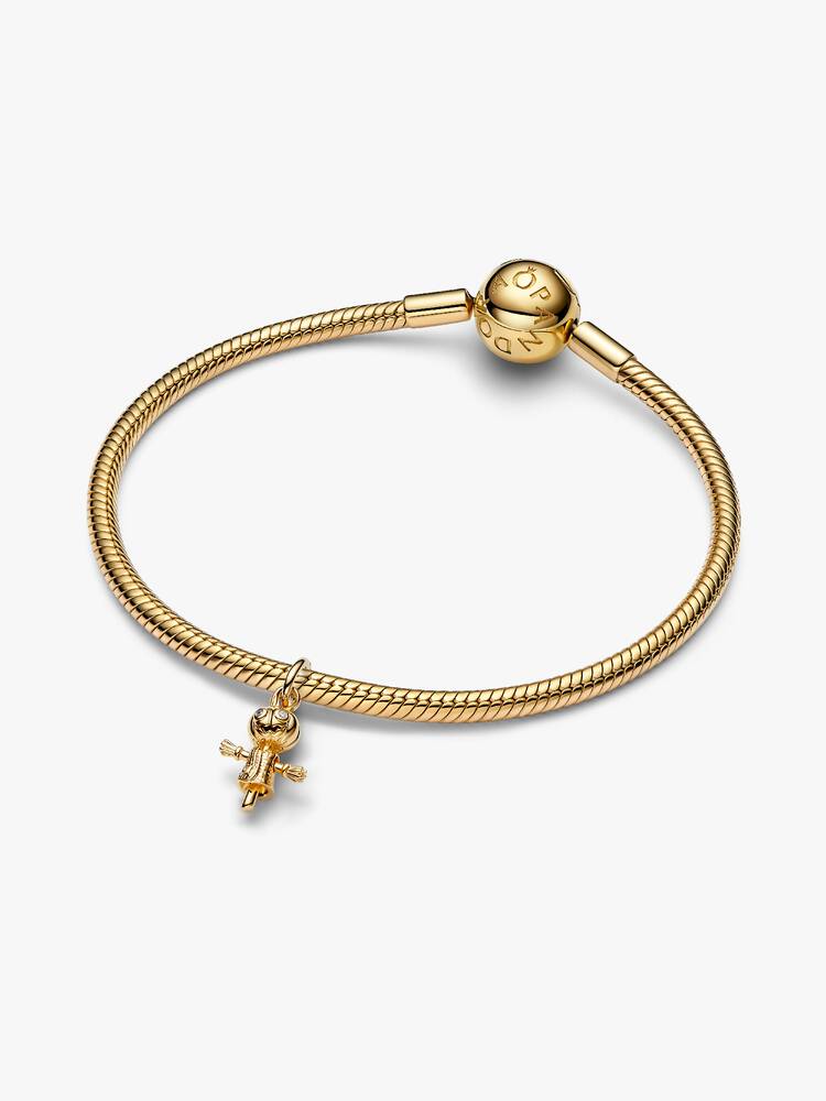 Pumpkin scarecrow 14k gold-plated dangle with clear cubic zirconia