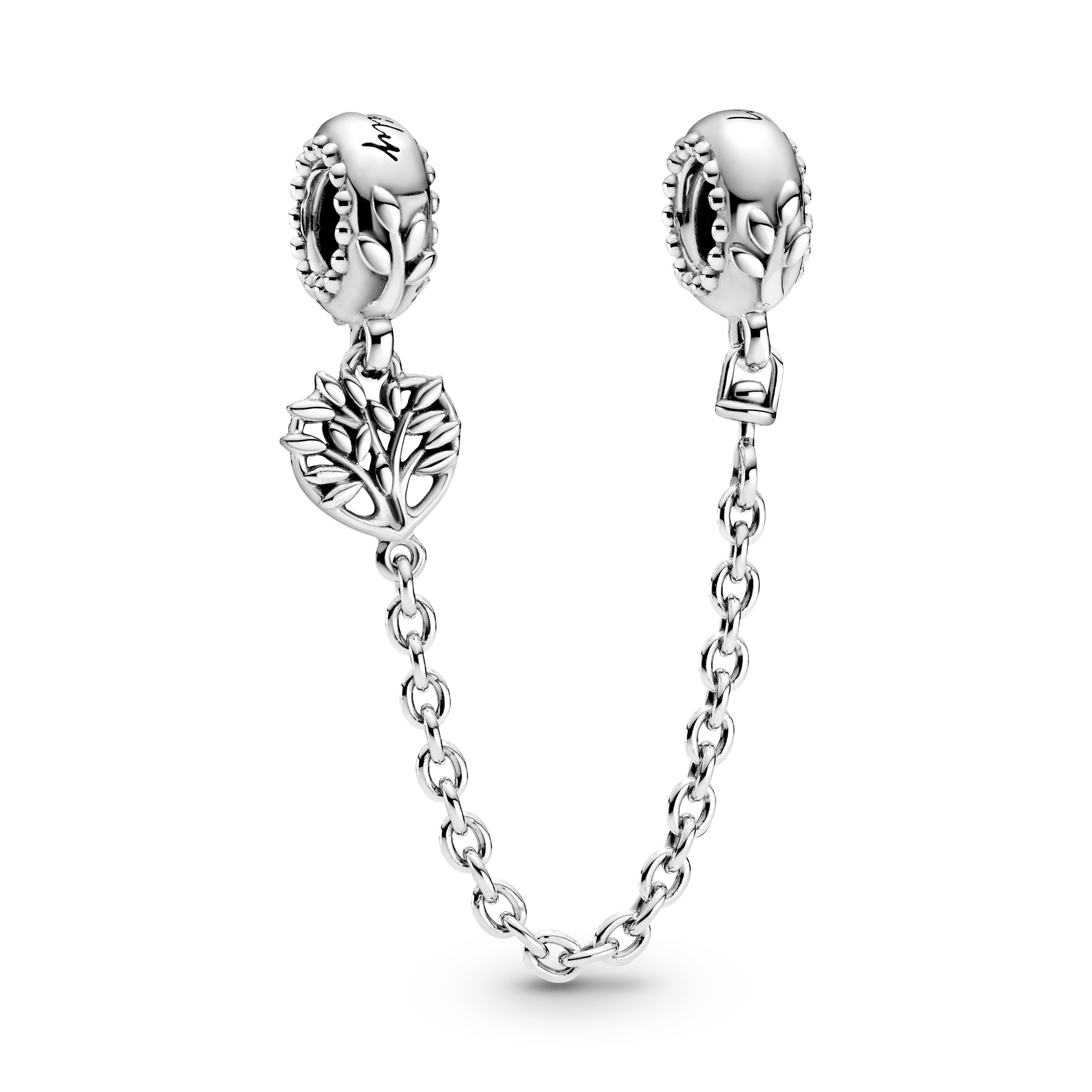 Family tree sterling silver safety chain