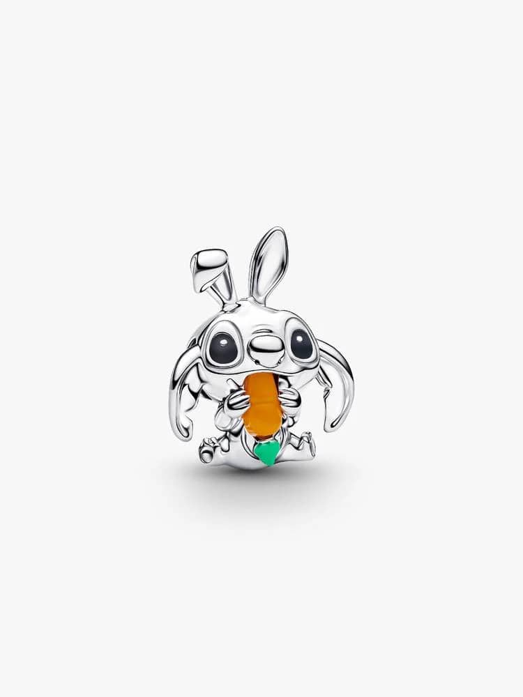 Disney Stitch sterling silver charm with orange im