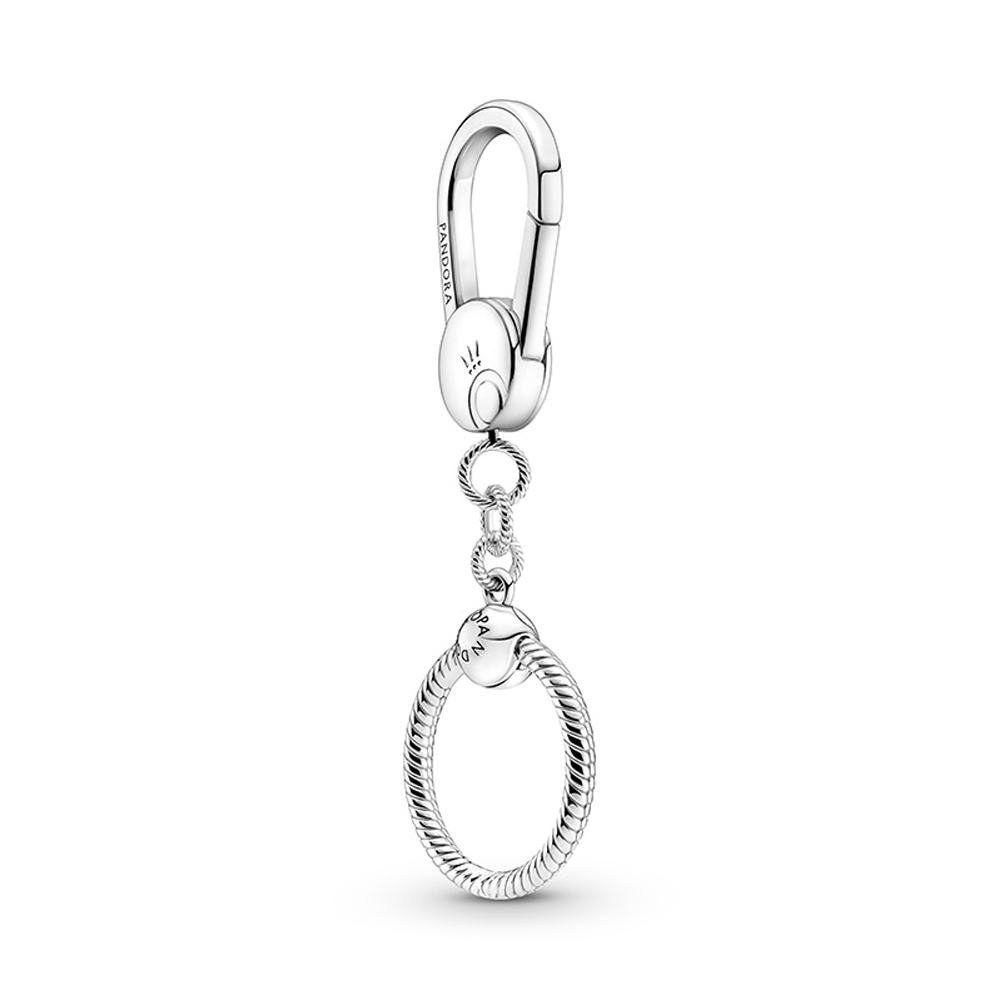 Sterling silver bag charm holder with smallPandora O pendant /399567C00