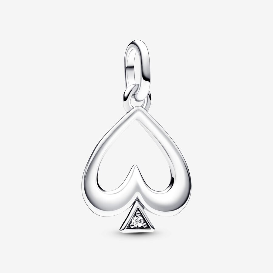 Spade sterling silver medallion with clear cubic z