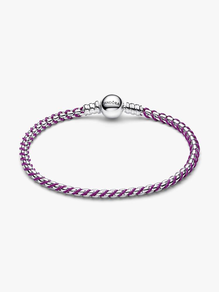 Braided sterling silver box chain bracelet with pu