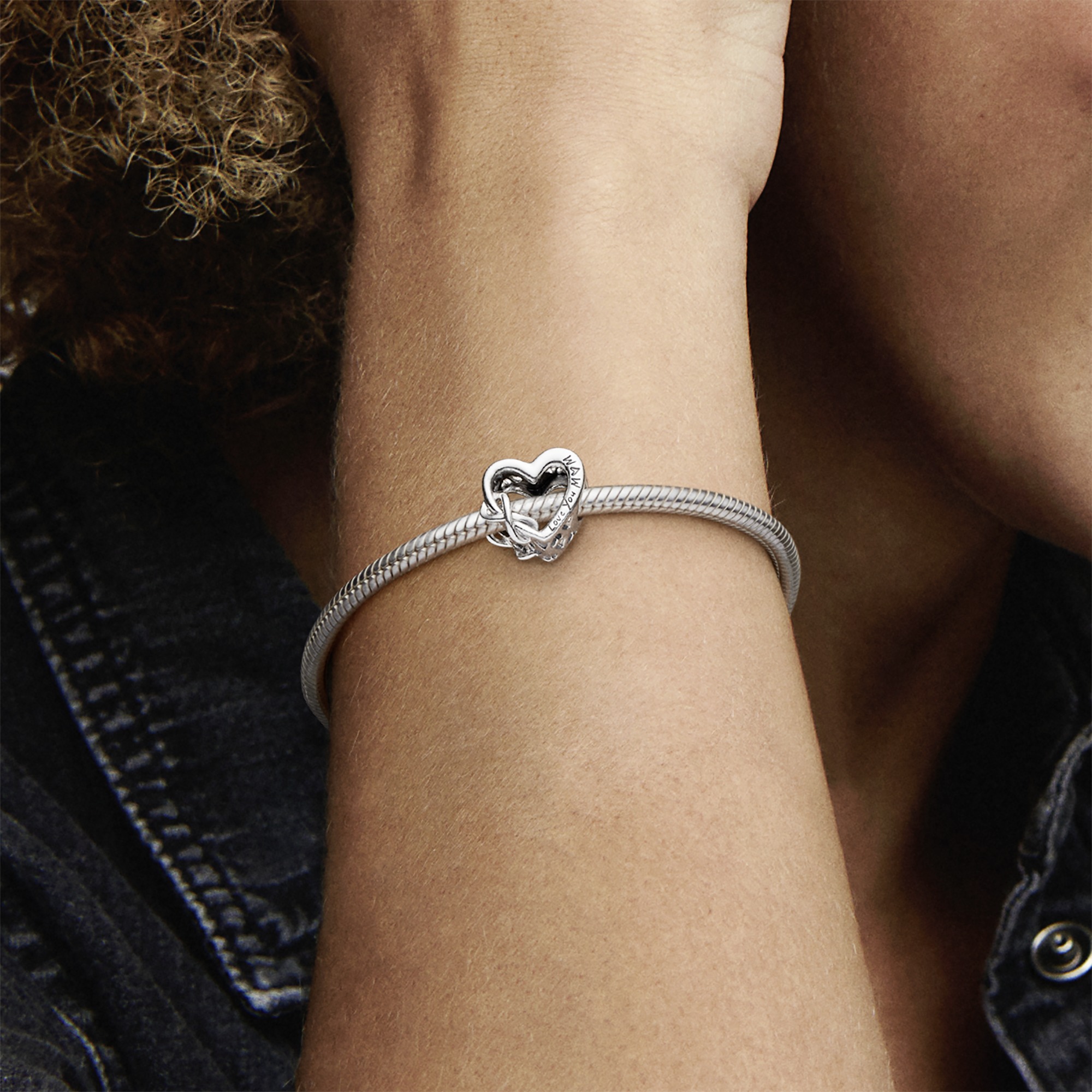 Heart and infinity sterling silver charm