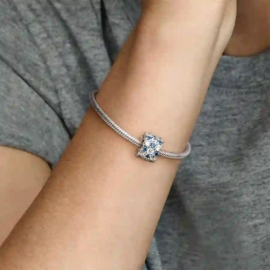 Sterling silver charm with moonlight blue crystal 