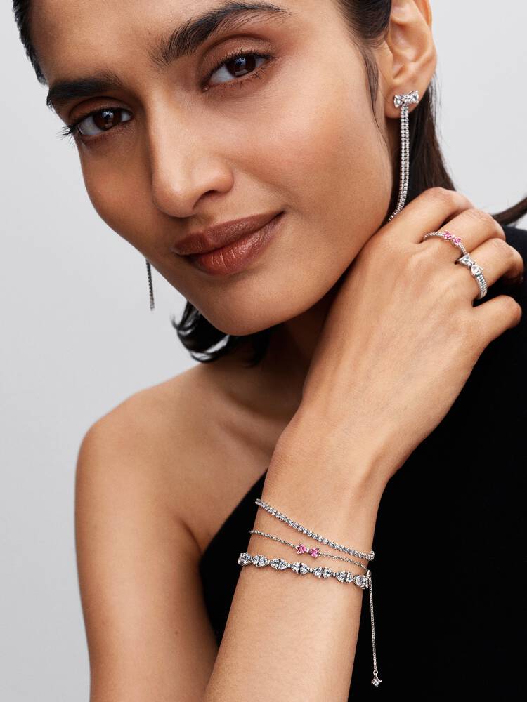 Sterling silver tennis bracelet with clear cubic z