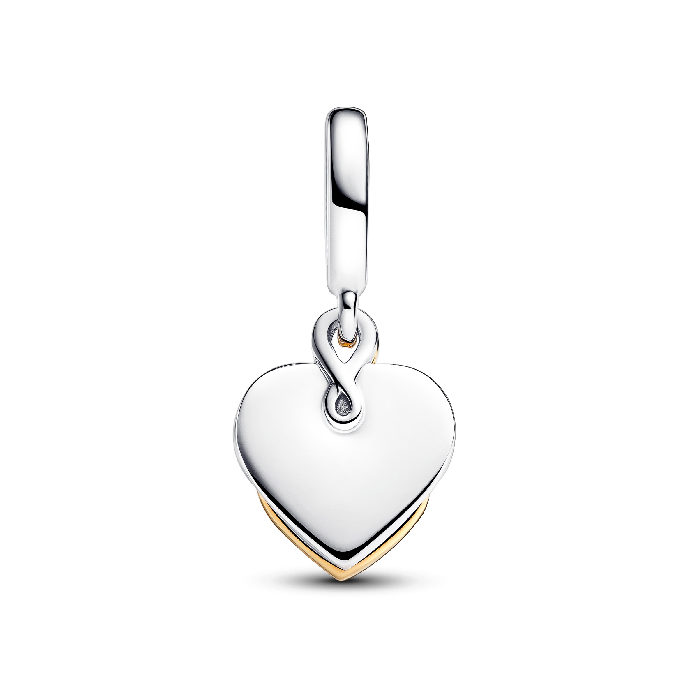 Engravable heart sterling silver and 14k gold-plated double dangle with 0.009 ct TW GHI VS2+good-ver