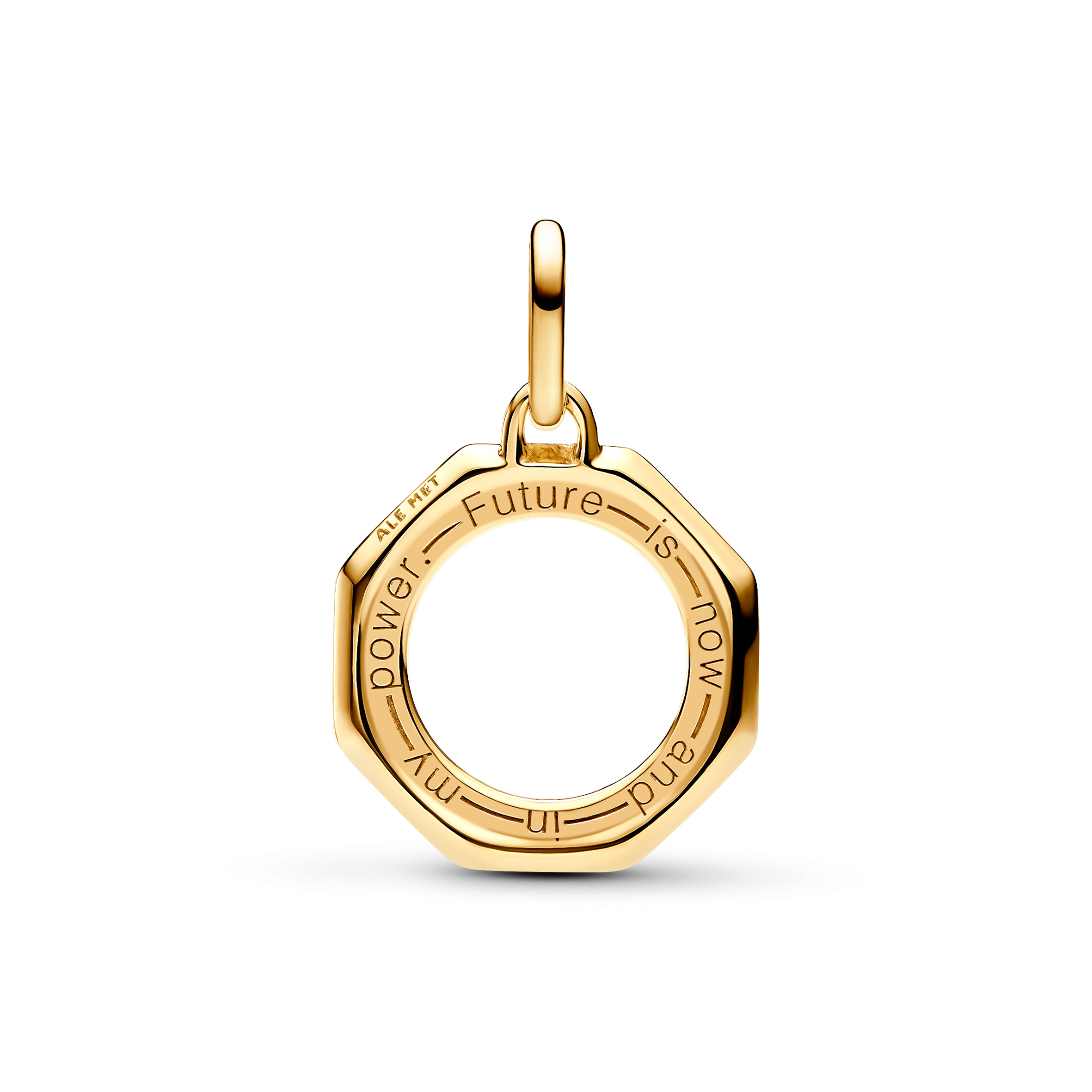 Rainbow 14k gold-plated medallion with green, pink