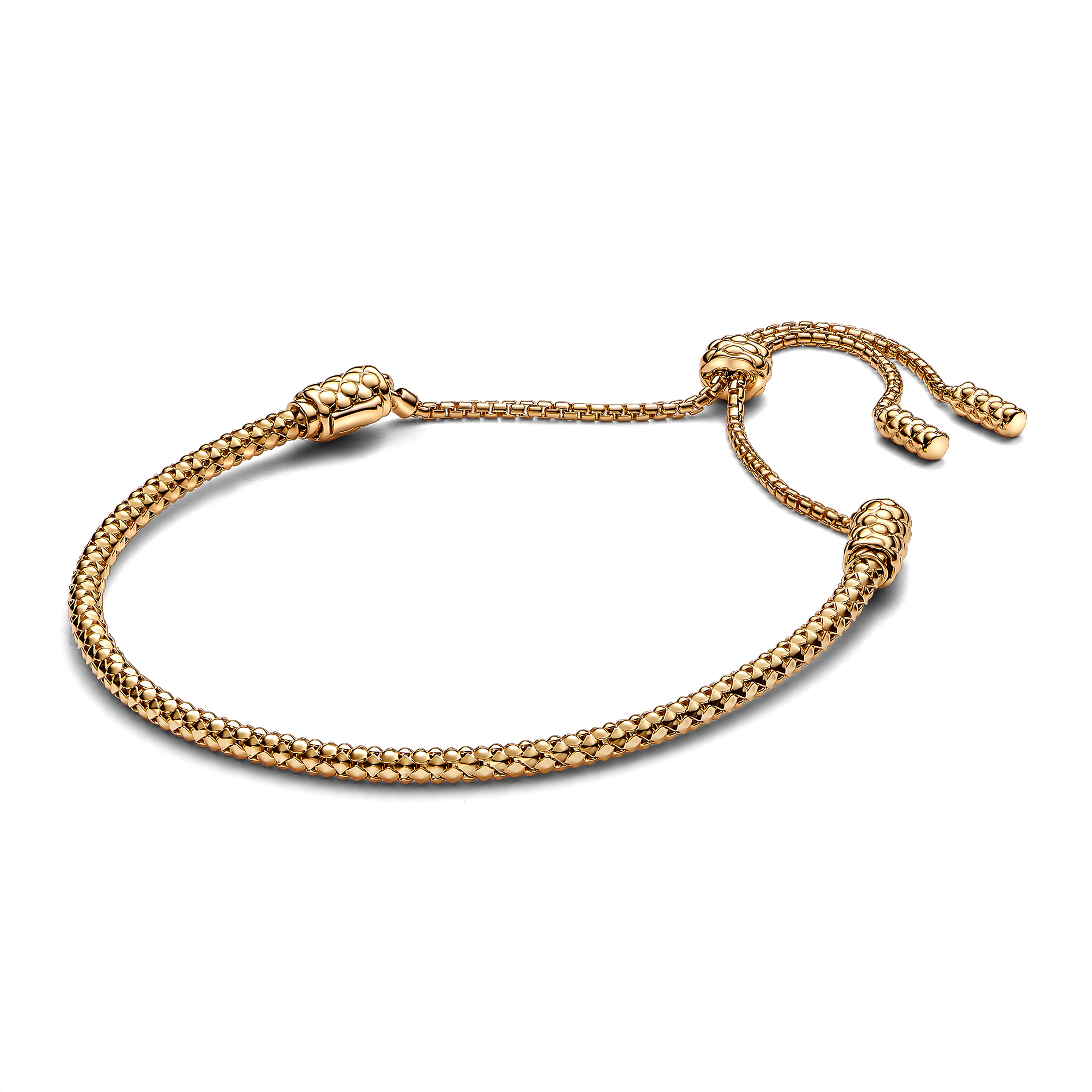 Studded chain 14k gold-plated sliding bracelet