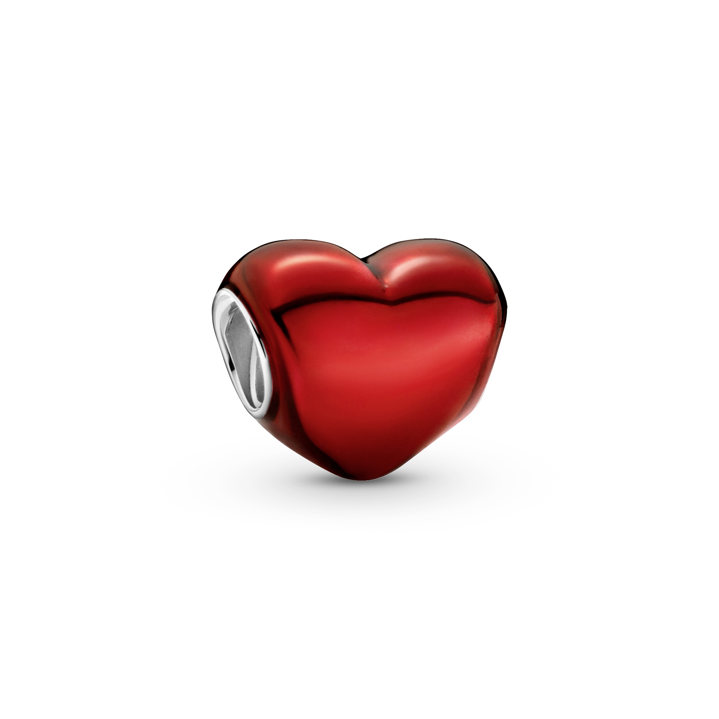 Heart sterling silver charm with red enamel /799291C02